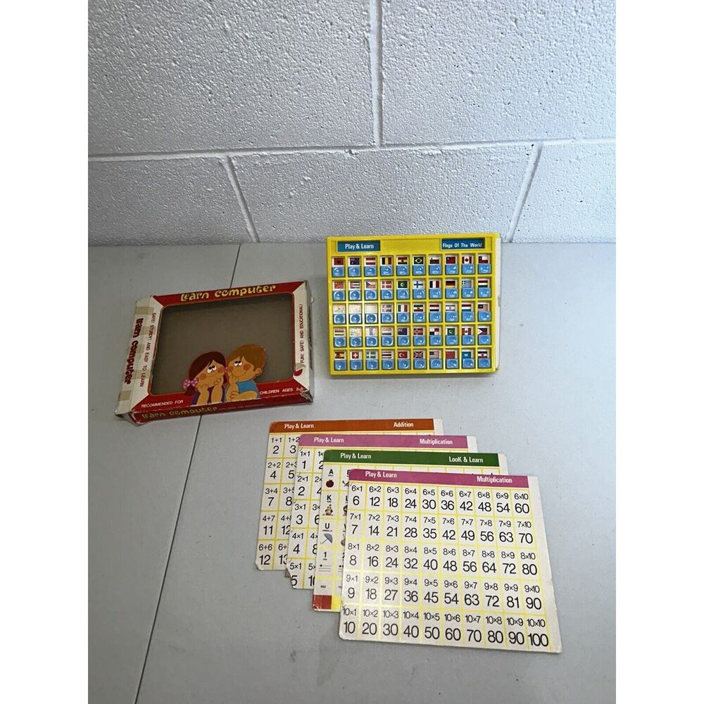 Vintage Learn Computer Slide Card‎ Yellow Plastic Educational Toy